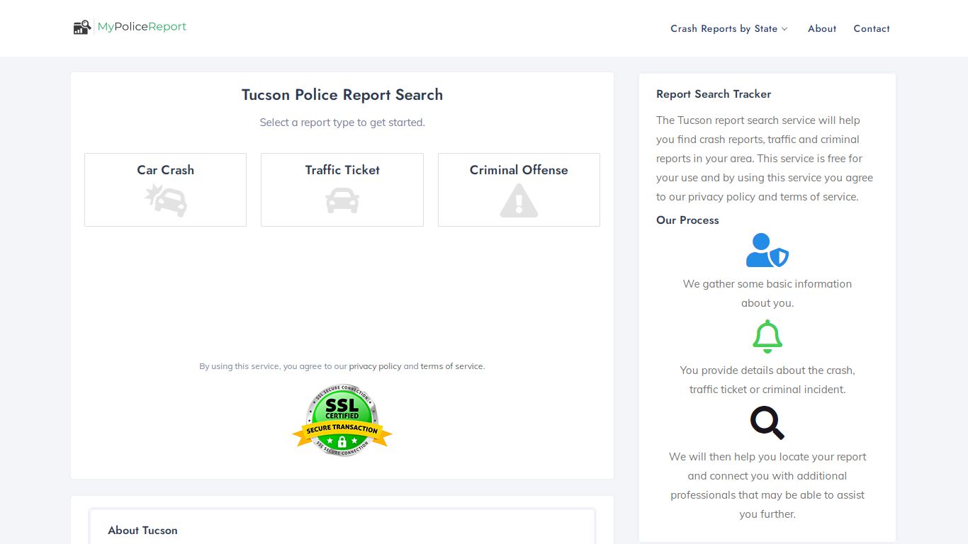 Tucson, Arizona - Crash Report and Online Accident Report